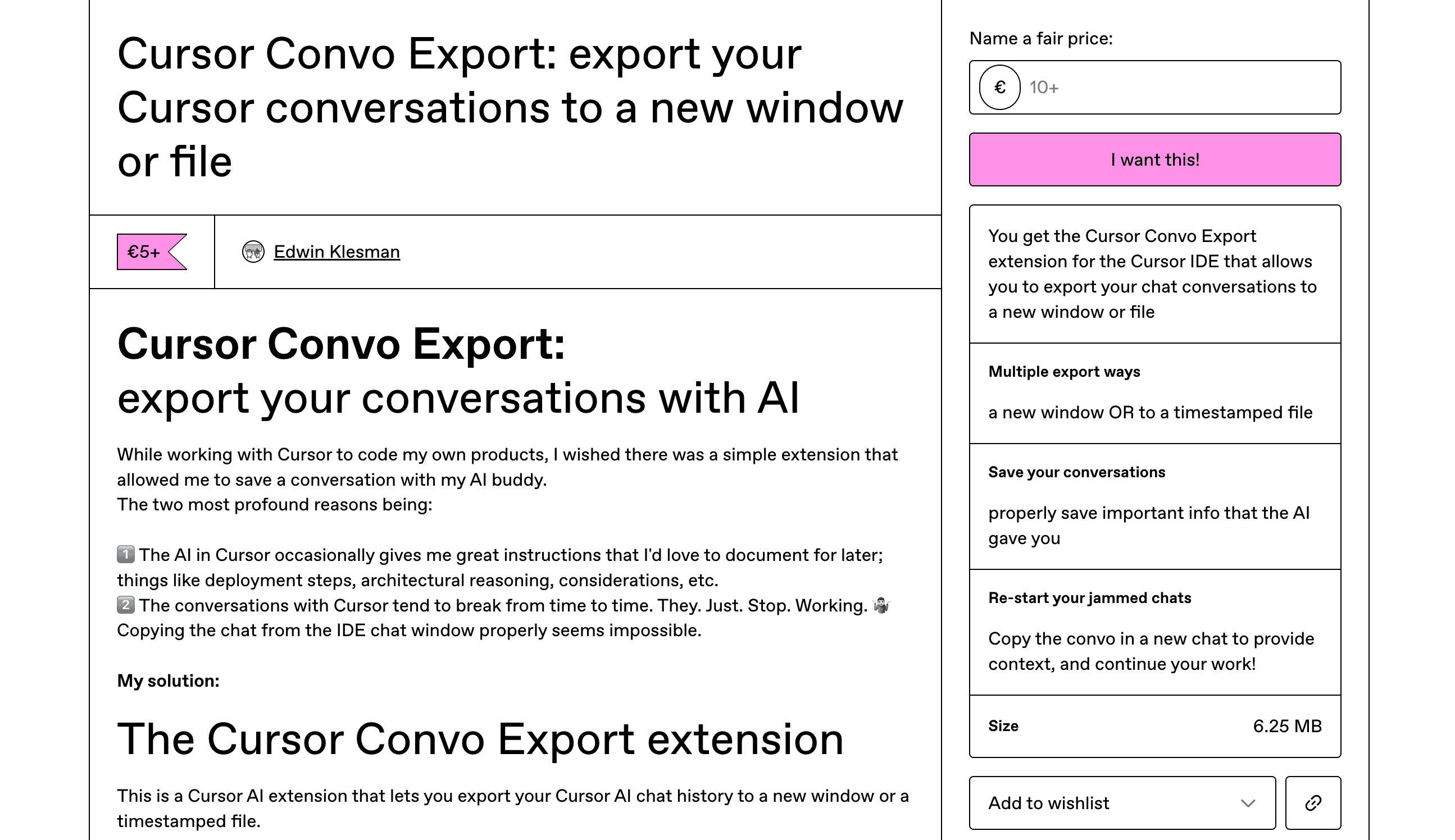Cursor Convo Export screenshot